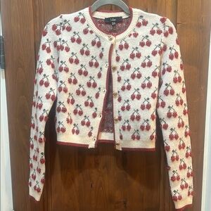 Lulu's Red and White Knit Cardigan